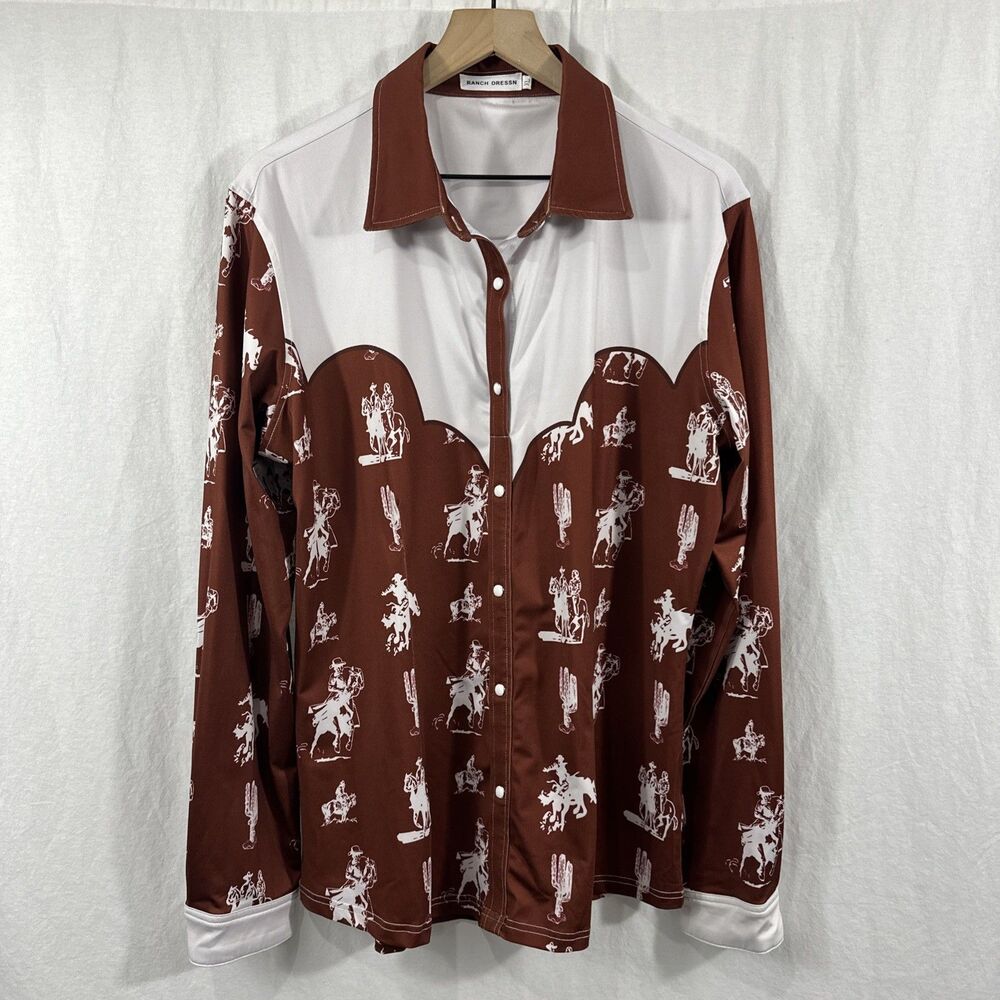 Ranch Dressn Buckaroo Snap Button Rodeo Shirt Womens Sz XL Western Performance